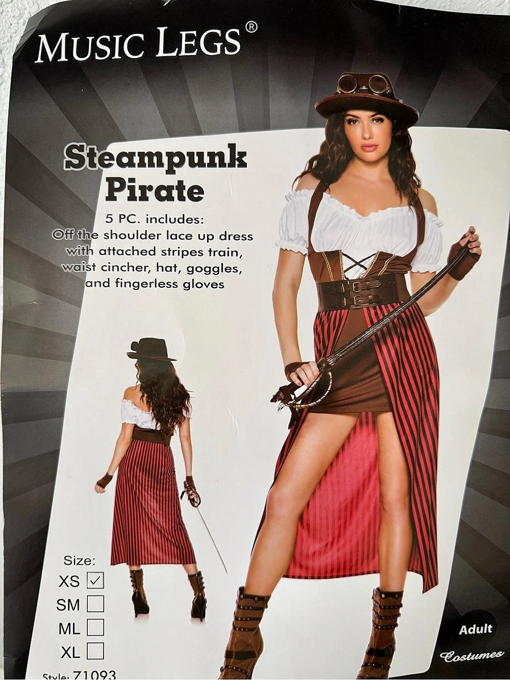 Music Legs Steampunk Pirate Red & White XS